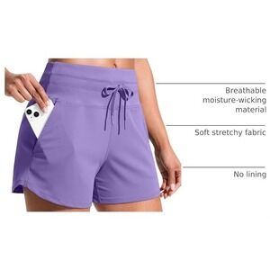 NWT Soothfeel Women Purple Athletic Shorts Size XS Pockets Running Workout